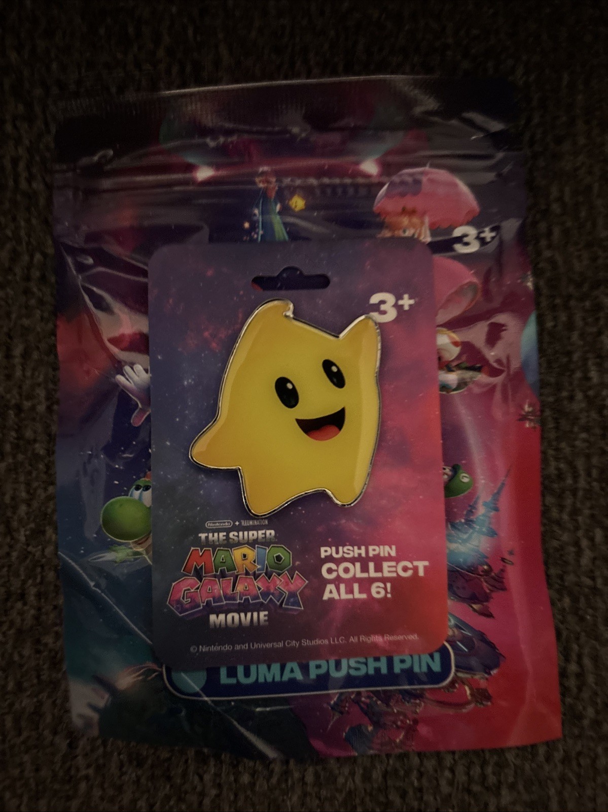 YELLOW Super Mario Galaxy Movie Luma Collectible Push Pin Blind Bag Mystery