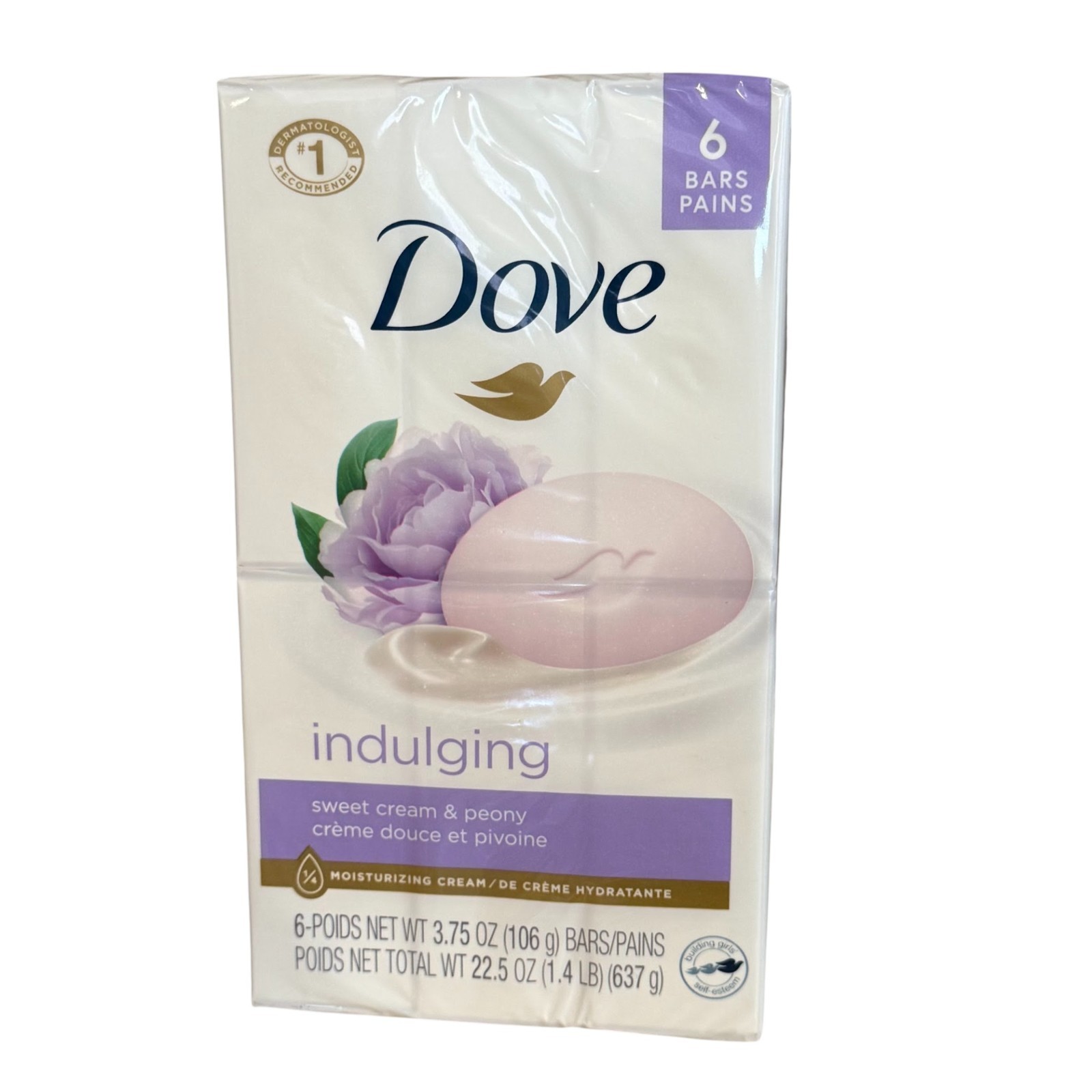 Dove Bar Sweet Cream and Peony Scent Indulging Bar Soap 3.75oz, 6 Count