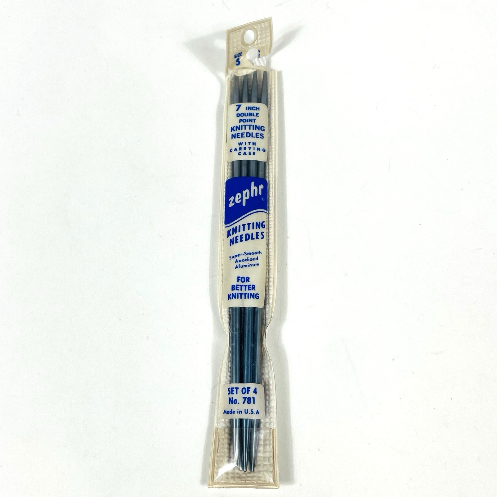 Zephr 7 inch Aluminum Double Point Knitting Needles size 5 No. 781 Set of 4