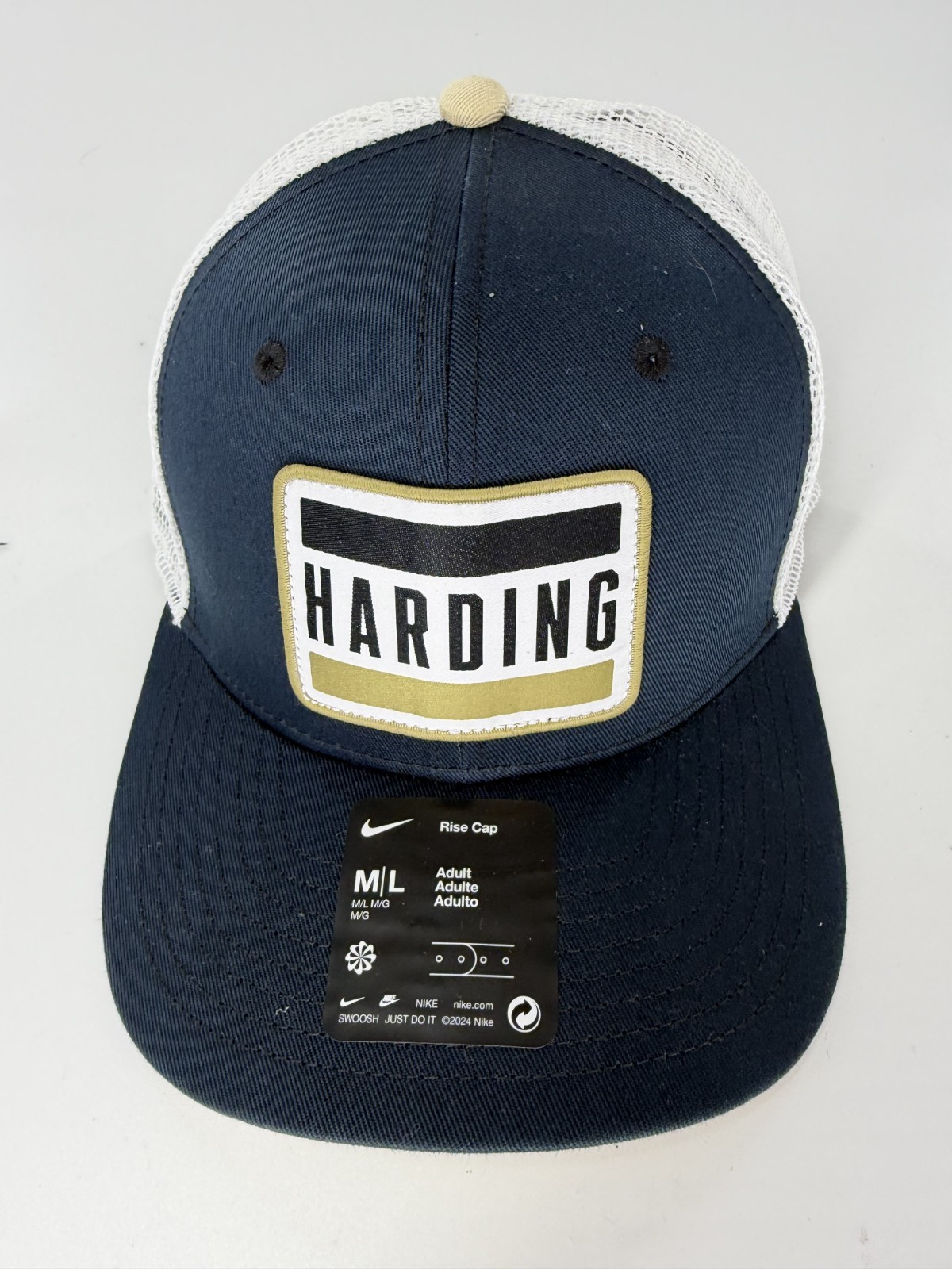 Nike Rise Harding University Bisons Black White Mesh Snapback Hat Cap M/L New