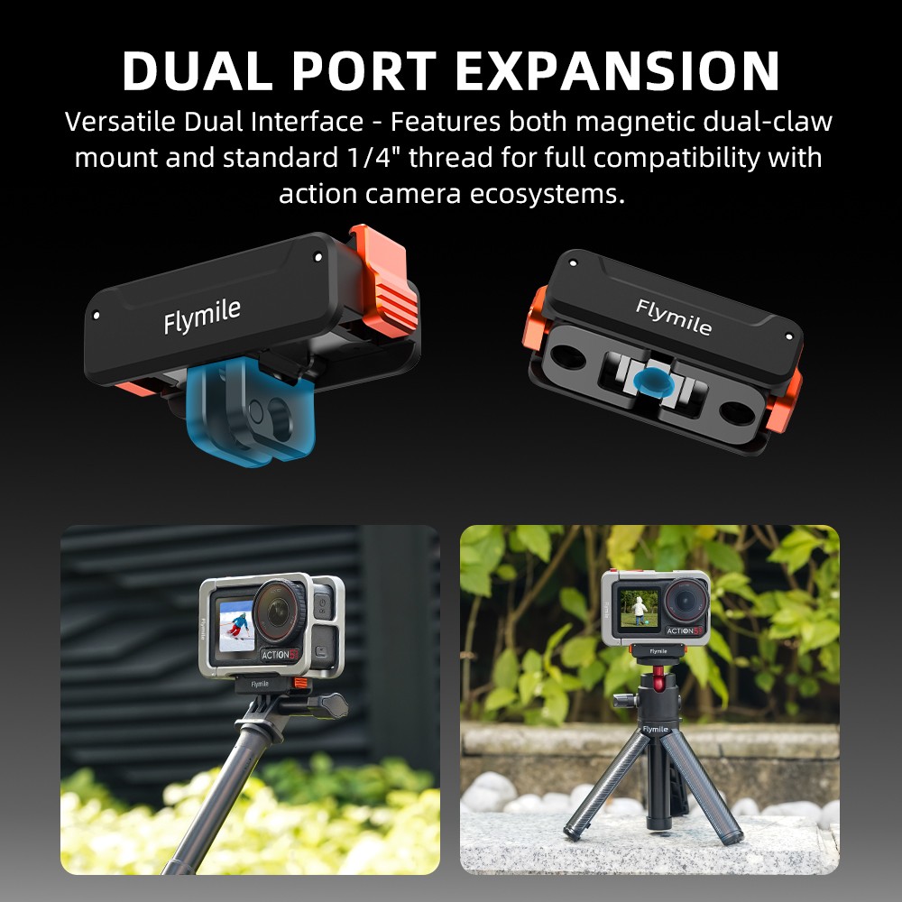 Magnetic Quick Release Mount Dual-Port Expansion For DJI Osmo Action 3/4/5 Pro