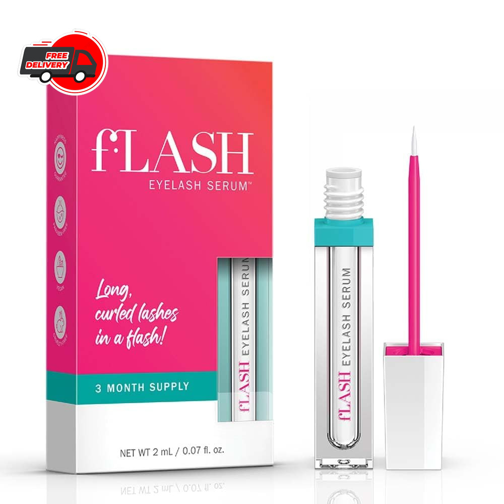 Flash Eyelash Serum For Long, Curled Natural Lashes - Enhances & Stren
