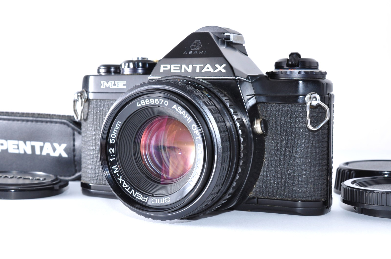 Pentax ME 35mm Film Camera Black w/SMC Pentax-M 50mm f/2 Refurbished From JAPAN