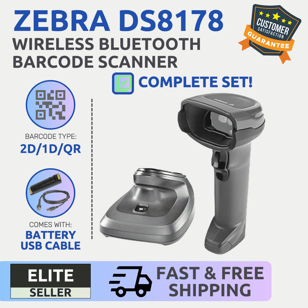 ✅Zebra DS8178 Wireless Barcode Scanner 2D/1D/QR with Cable, Battery, Cradle!🔥⭐