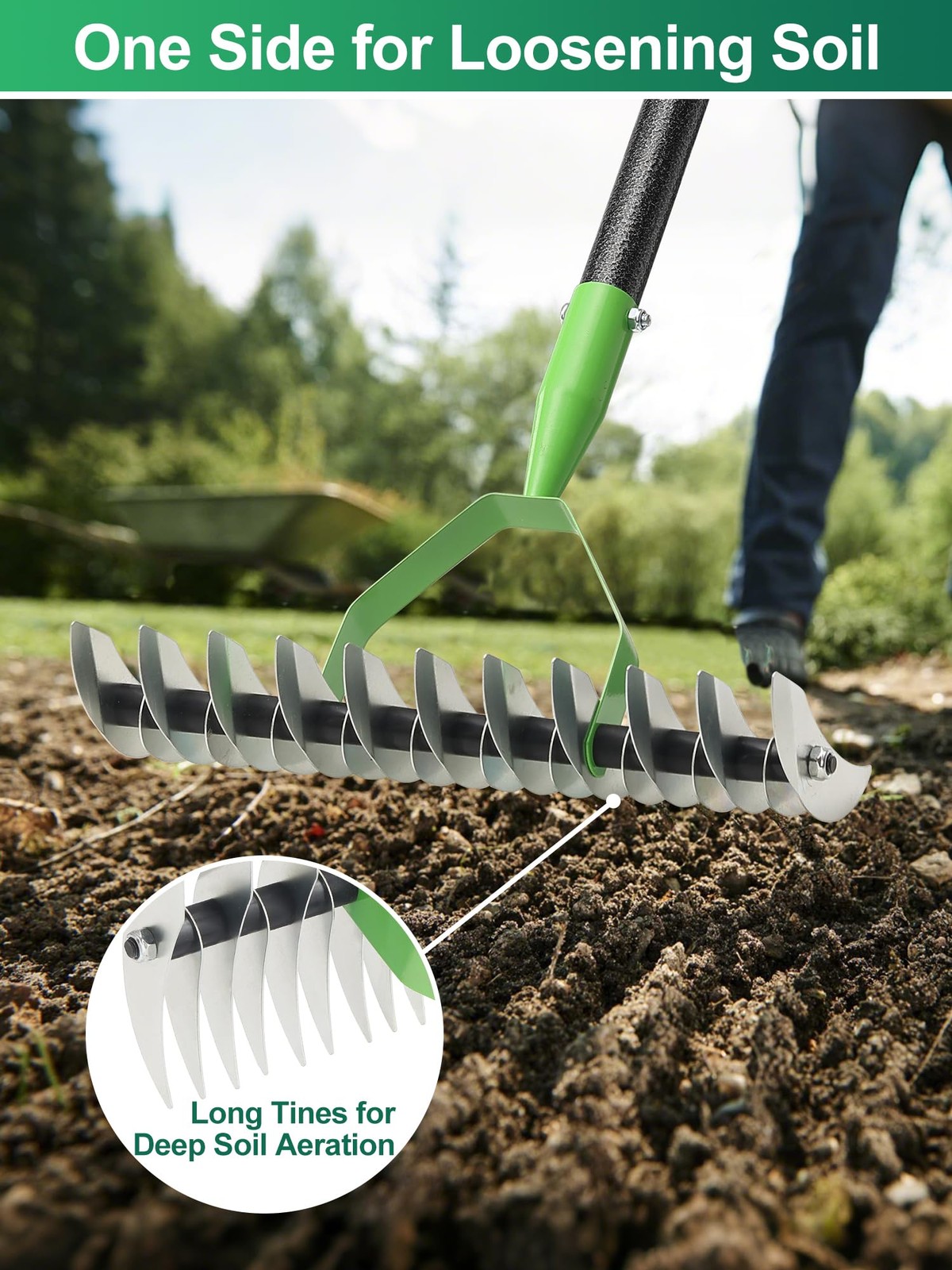 Thatch Rake Lawns Heavy Duty Garden Dethatcher 60 Inch Adjustable Handle