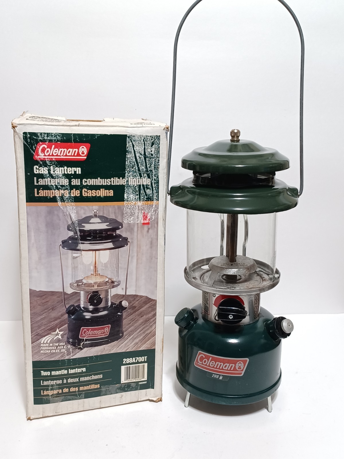 Vintage Coleman 288A700  Adjustable Two Mantle Gas Lantern 1999 w/Original Box