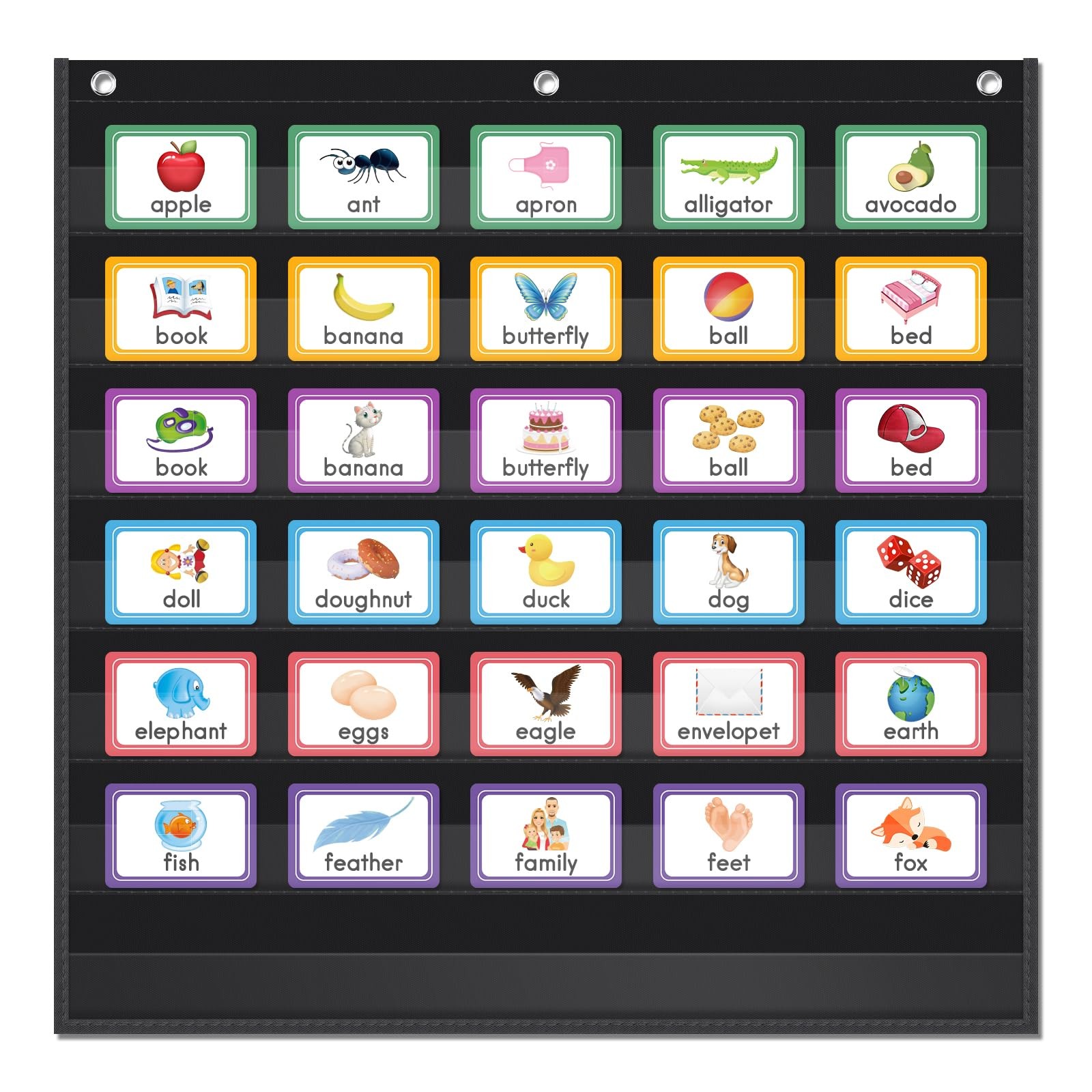 Standard Pocket Chart Clear 7 for Classroom & Home Heavy Duty Hanging Pocket ...