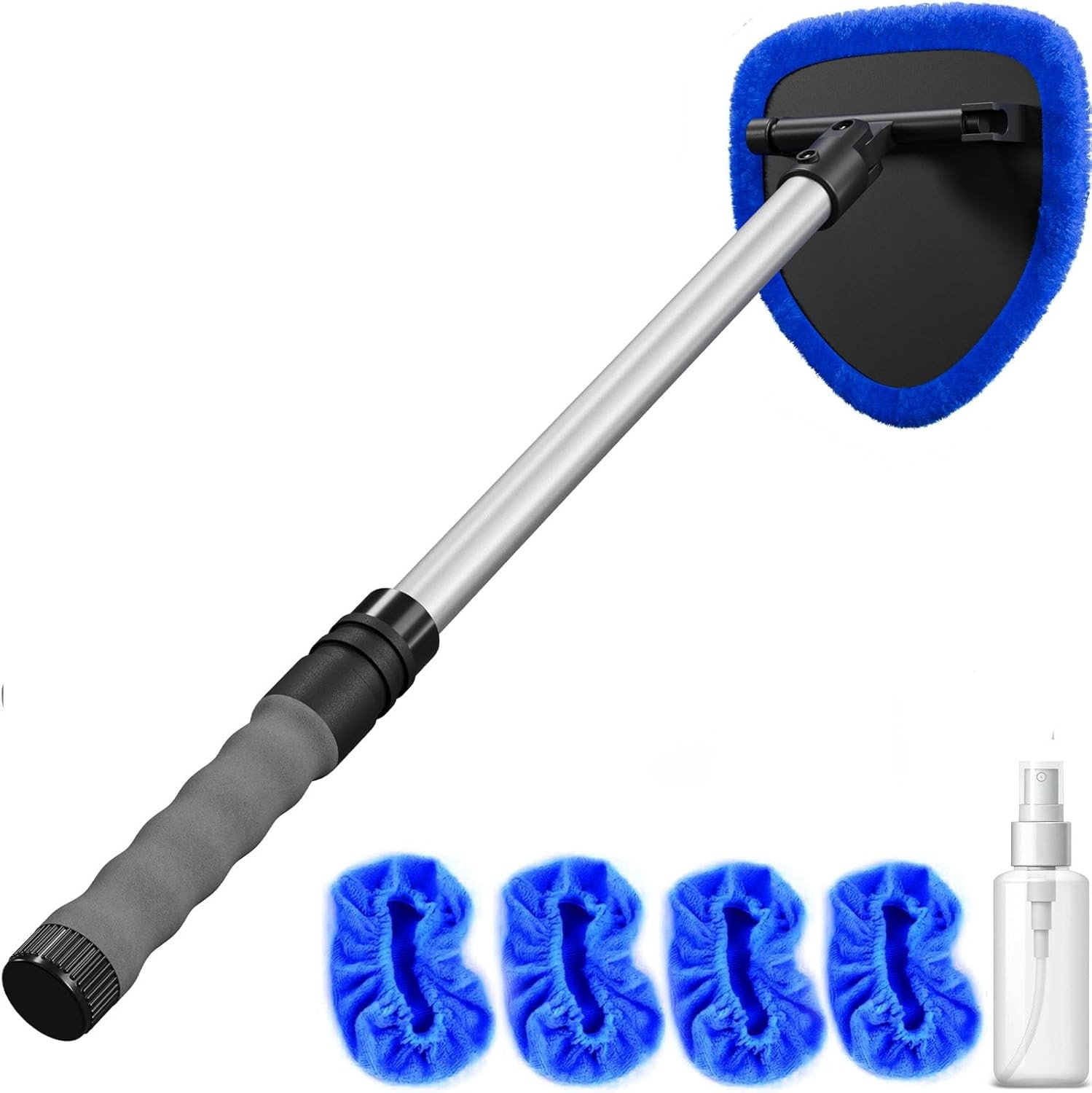 Windshield Cleaner Tool with Extendable Aluminum Handle (Up to 19.7"), Streak-Fr