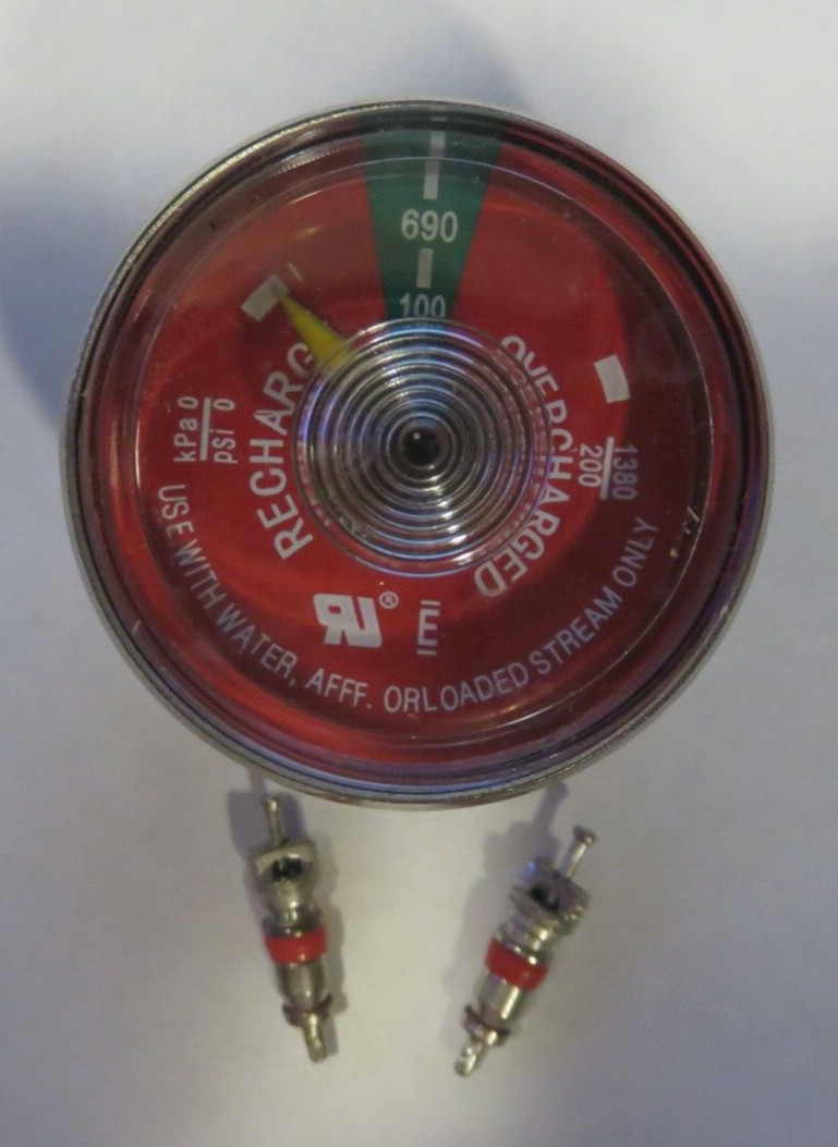 ✅🔥🧯Amerex Water Fire Extinguisher Gauge 100 psi.  With 2-Schrader Cores