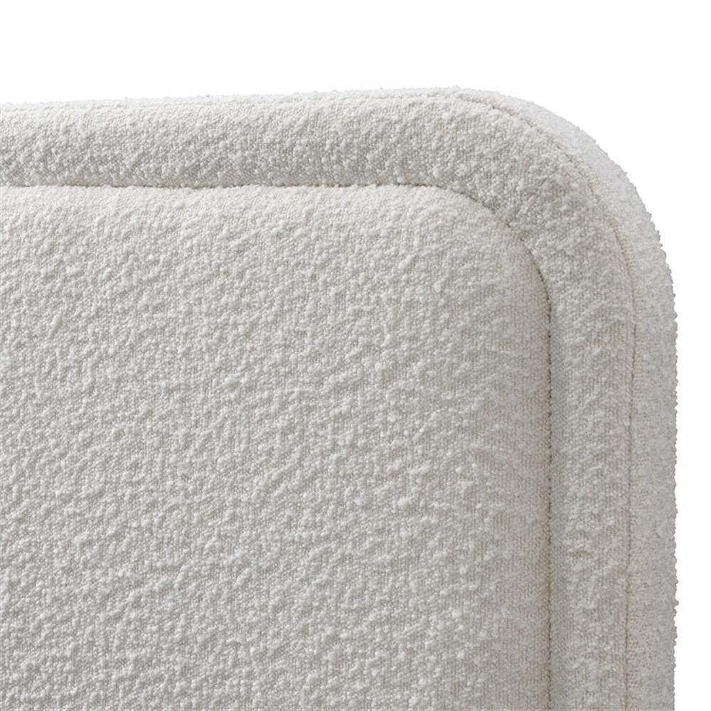 Pemberly Row Upholstered Platform King Bed in White Boucle Fabric