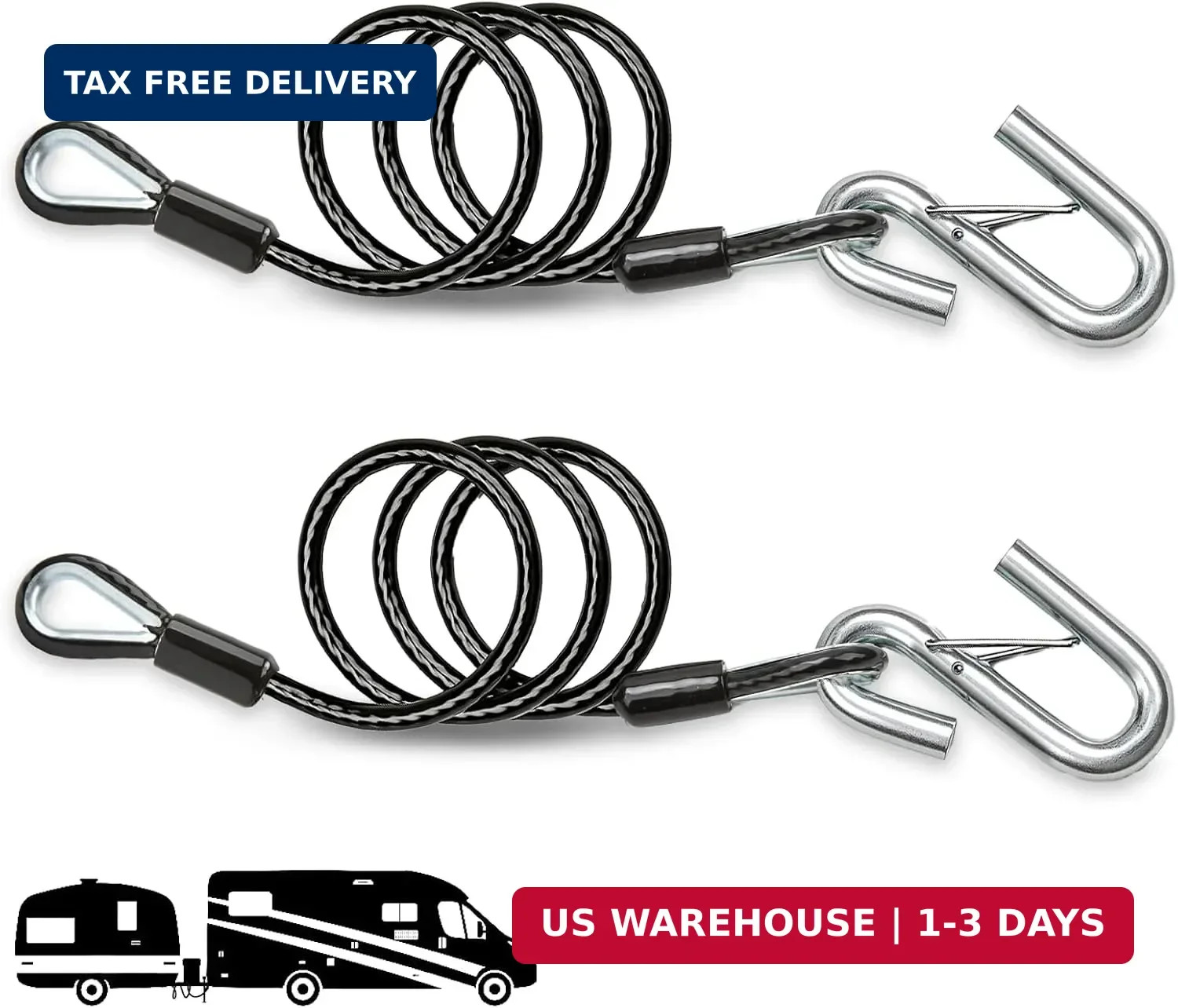 Heavy Duty Trailer Chains with Hooks 2 Pack 36 inch 5000 lbs Break Strength Safe