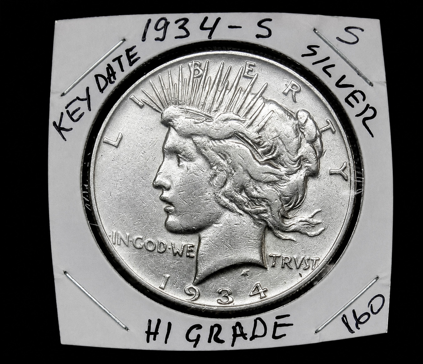 1934-S San Francisco Mint Silver Peace Dollar HI GRADE⭐160⭐V4⭐