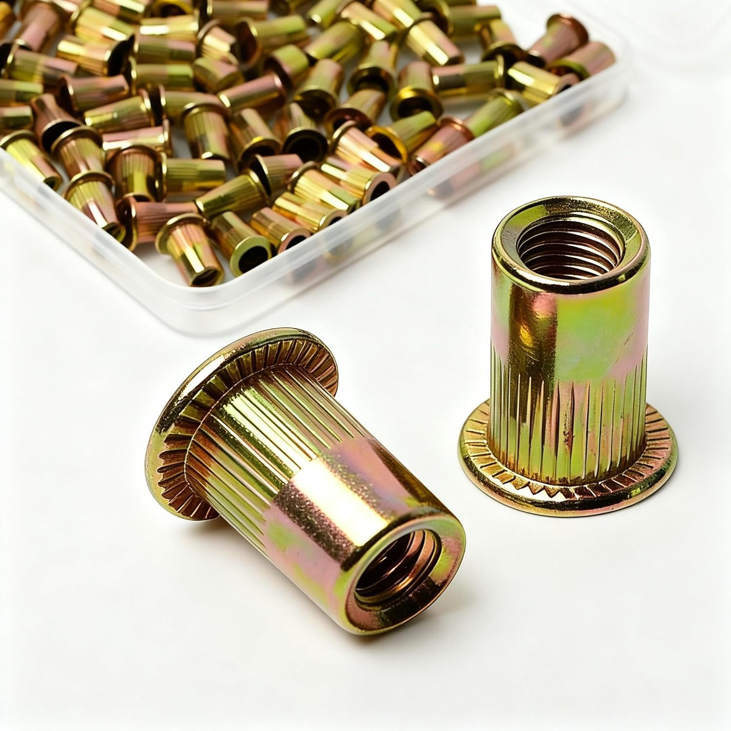 1/4 Rivet Nut, 100 Pcs Carbon Steel Rivet Nuts, 1/4-20 Threaded Insert Rivnut...