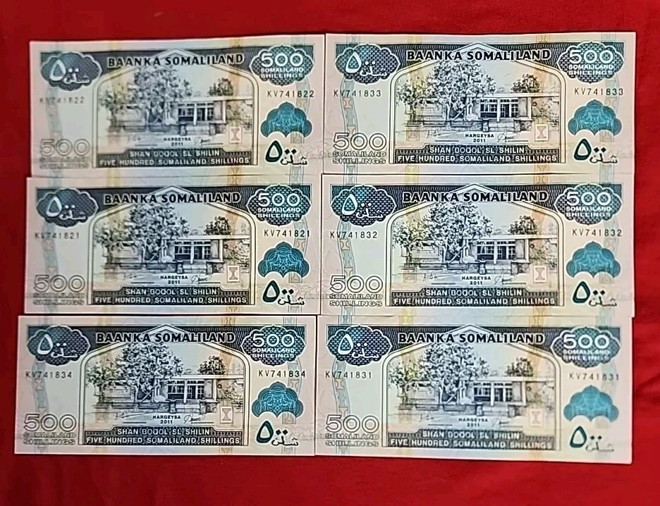 Somaliland  Paper Money 6 X 500 Shillings UnCirculated ISSUED 2011 Free Shipping