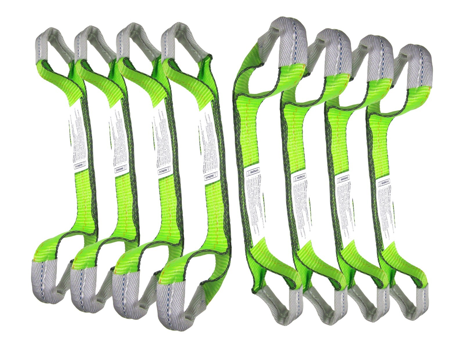 8 Pack 2" x 18" Green Dog Bone Connectors 3335lb WLL Tuff-Edge Webbing