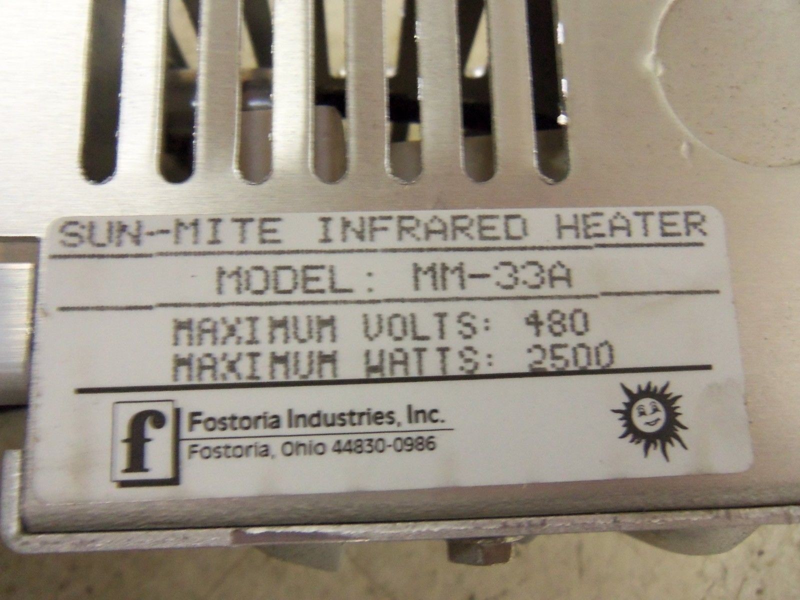 FOSTORIA MM-33A HEATER NSMP