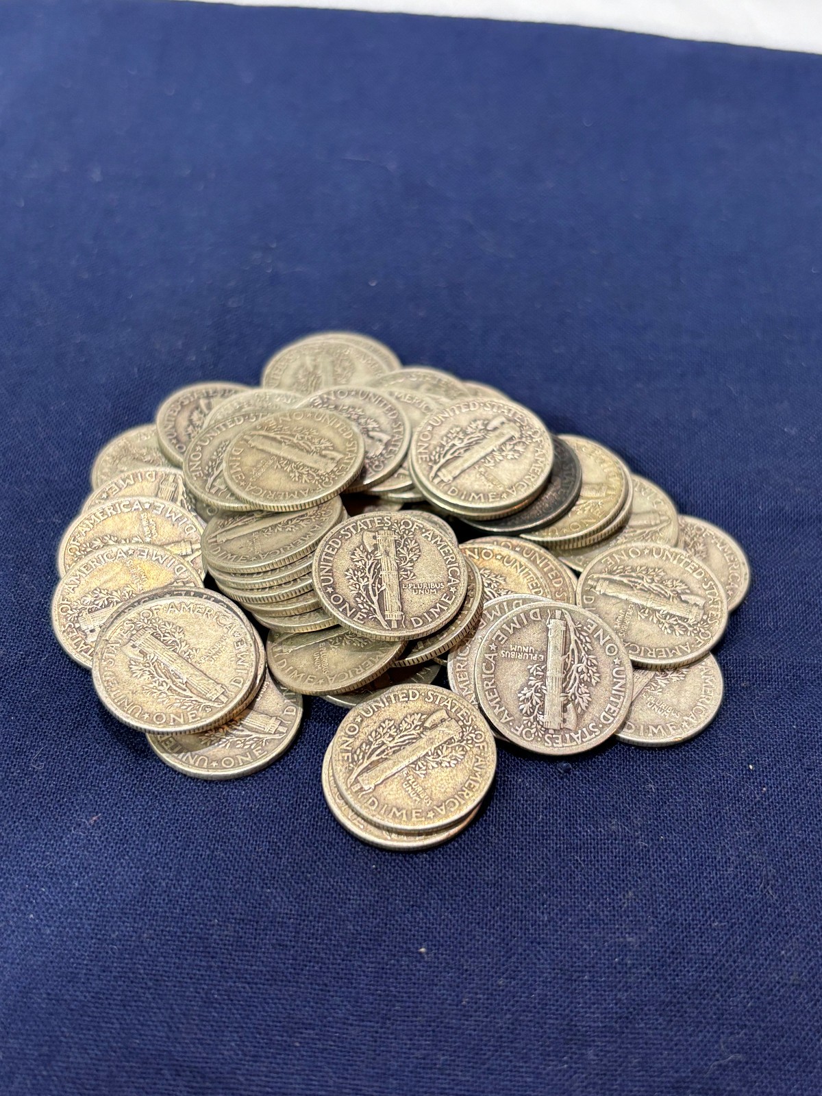 90% Silver Mercury Dime Roll 50 Dimes $5 Face