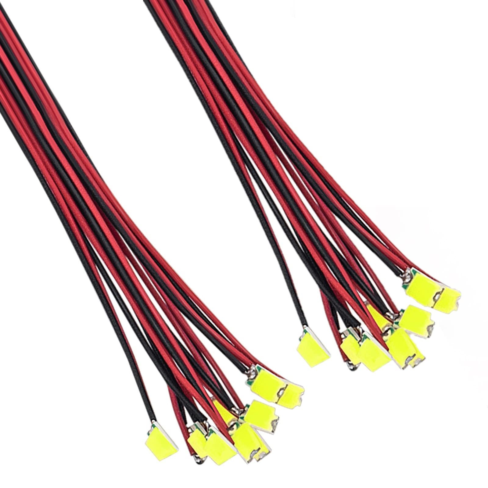 DiCUNO 20pcs Pre-Wired SMD 0805 Light Emitting Diodes, Pre-soldered White