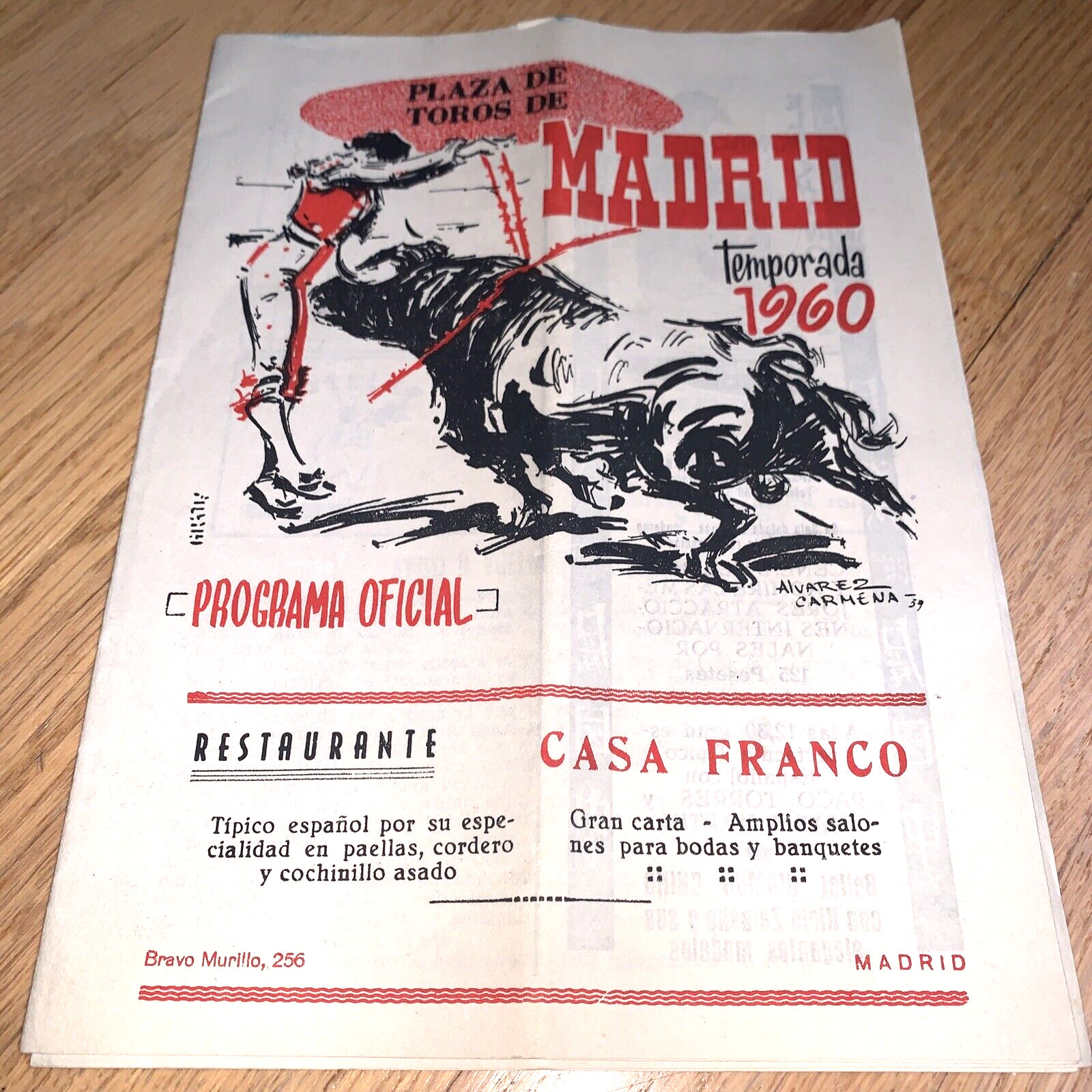 1960 PLAZA DE TOROS DE MADRID Official Program