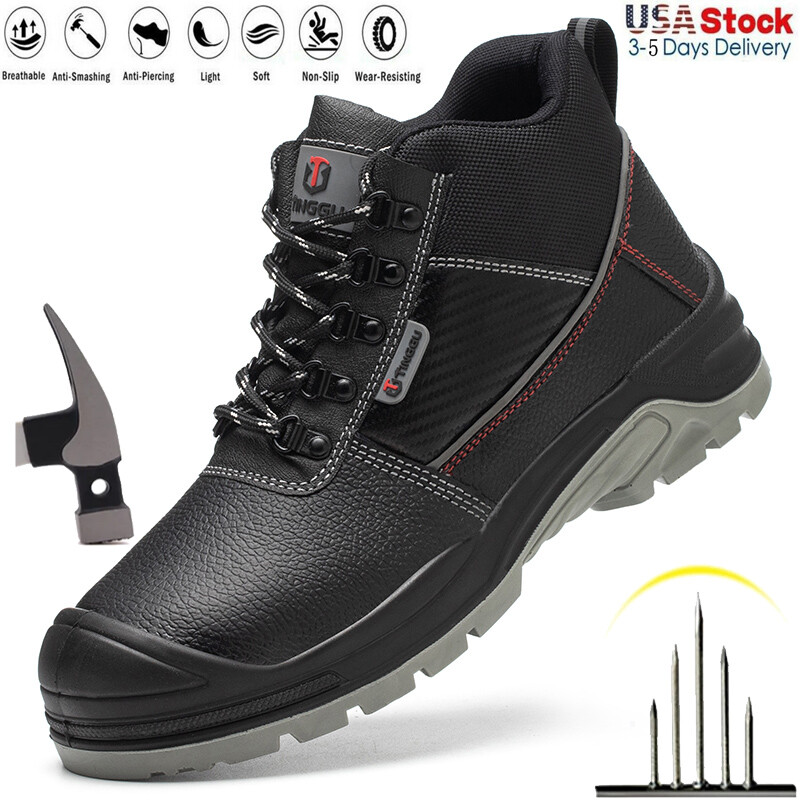 Extra Wide Steel Toe Work Boots Men Anti-smash Sneakers Non-slip Safety Shoes