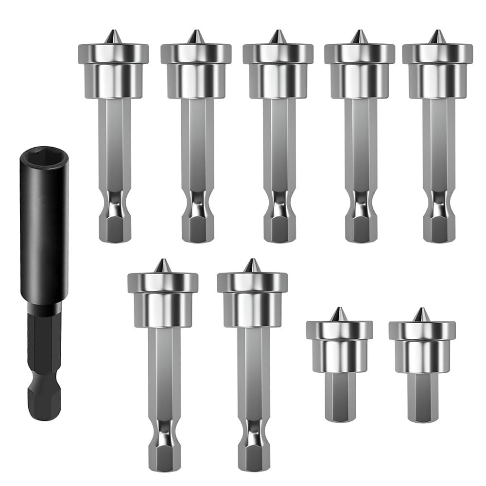 10pcs Drywall Screw Depth Setter PH2 Magnetic Positioning Screwdriver Bits 1/4