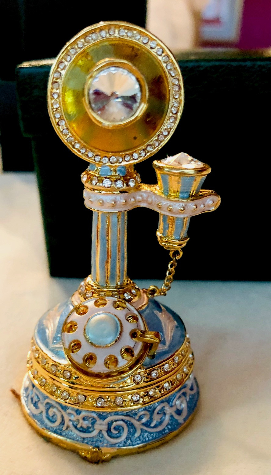 godinger secret jewels by rita jeweled Telephone Box NIB