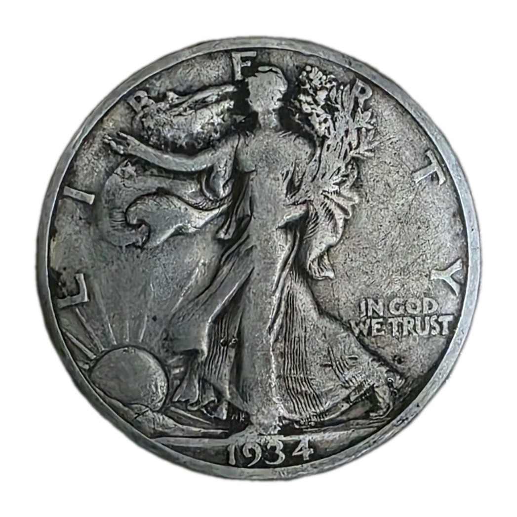 1934-S Liberty Walking Half Dollar Circulated Silver 50c Coin Fine
