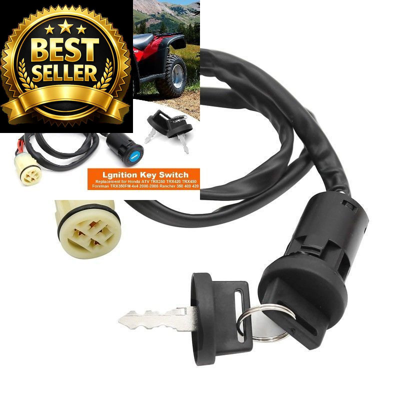 laffoonparts Ignition Switch w/Keys Replacement for Honda ATV TRX350 Black