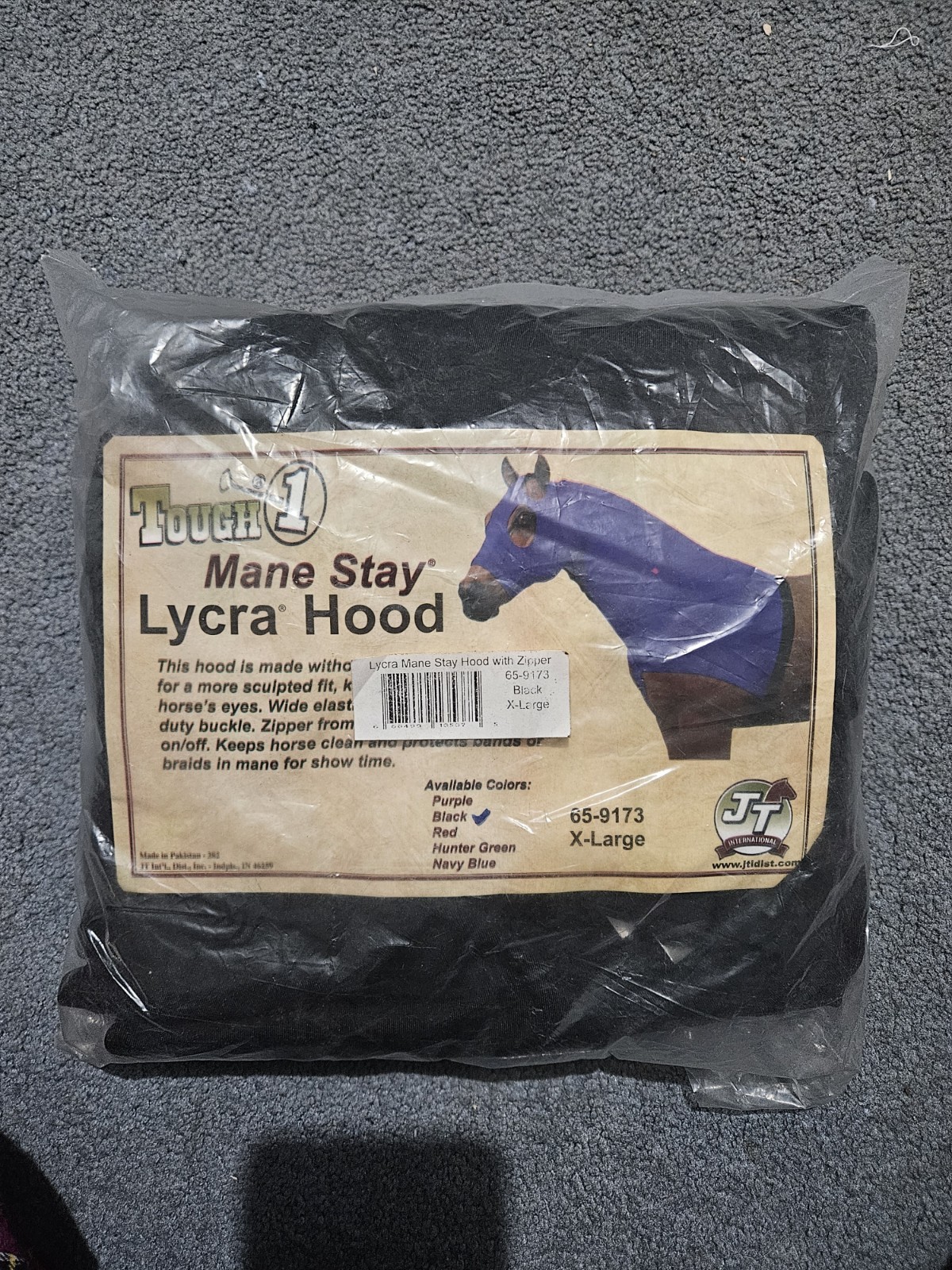 Tough 1 Mane Stay Lycra Slinky Hood With Zipper - Black Size XL