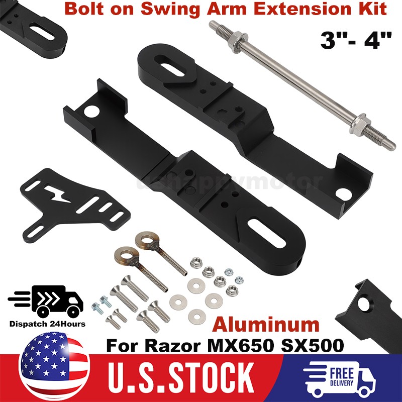 For Razor MX650 SX500 Mini Bikes Bolt on Swing Arm Extension Kit 3"- 4" Aluminum
