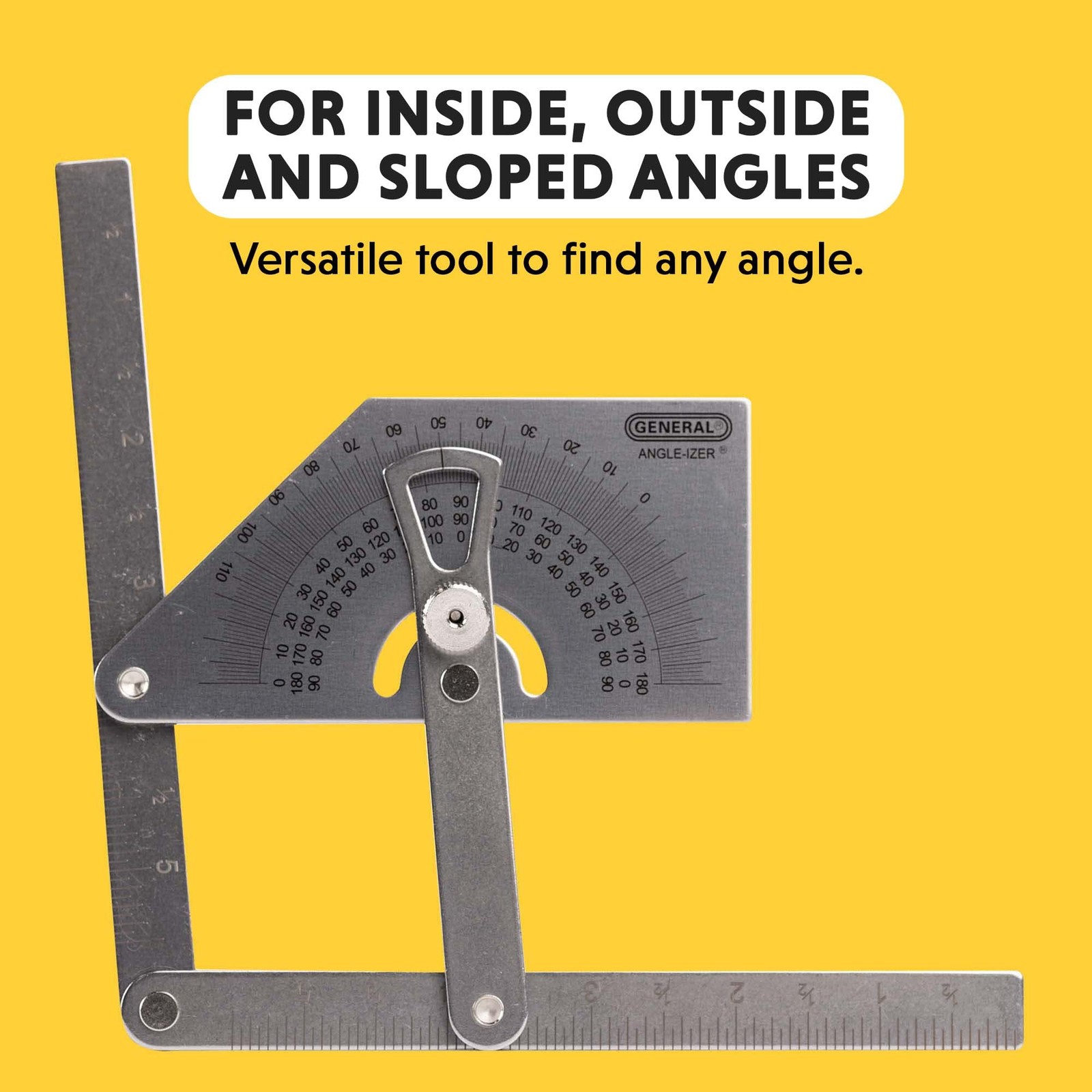 General Tools Protractor and Angle Finder #39, Stainless Steel, Outside,...