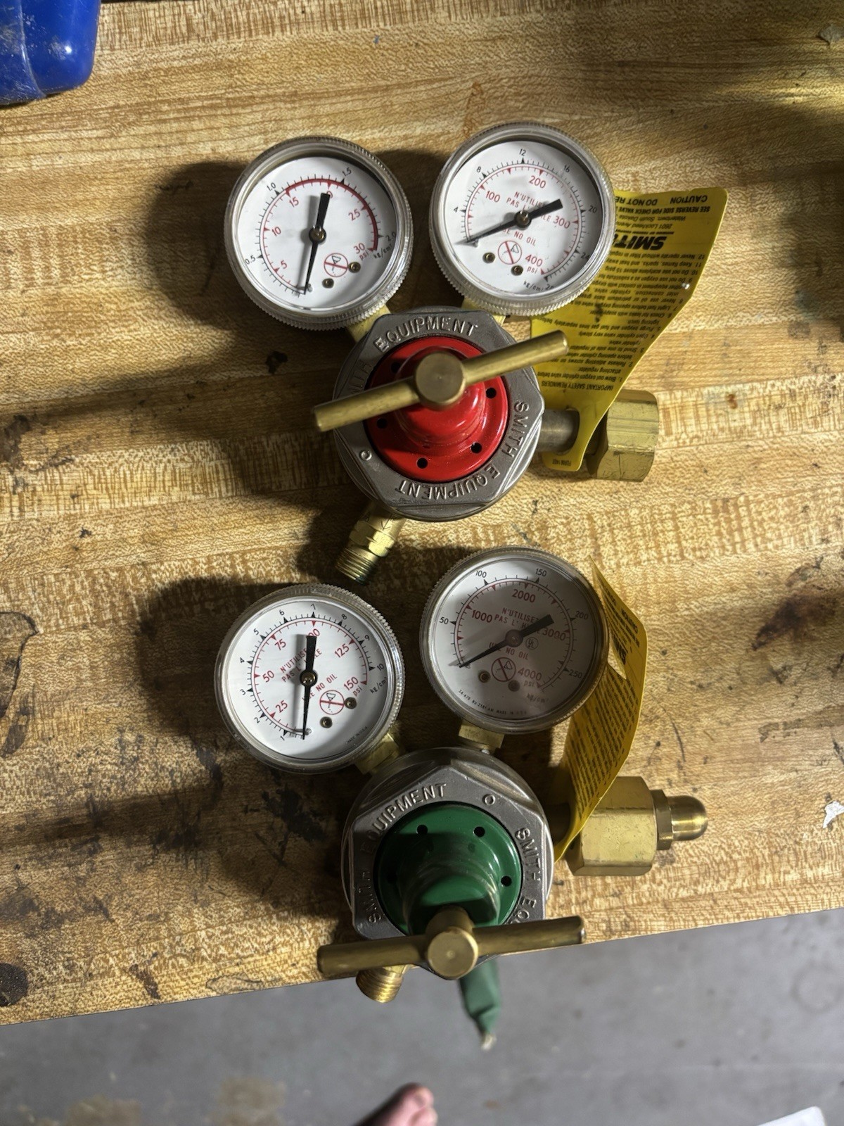 Smith Equipment/Miller Oxygen/Acetylene Industrial  Brass Regulator Gauges
