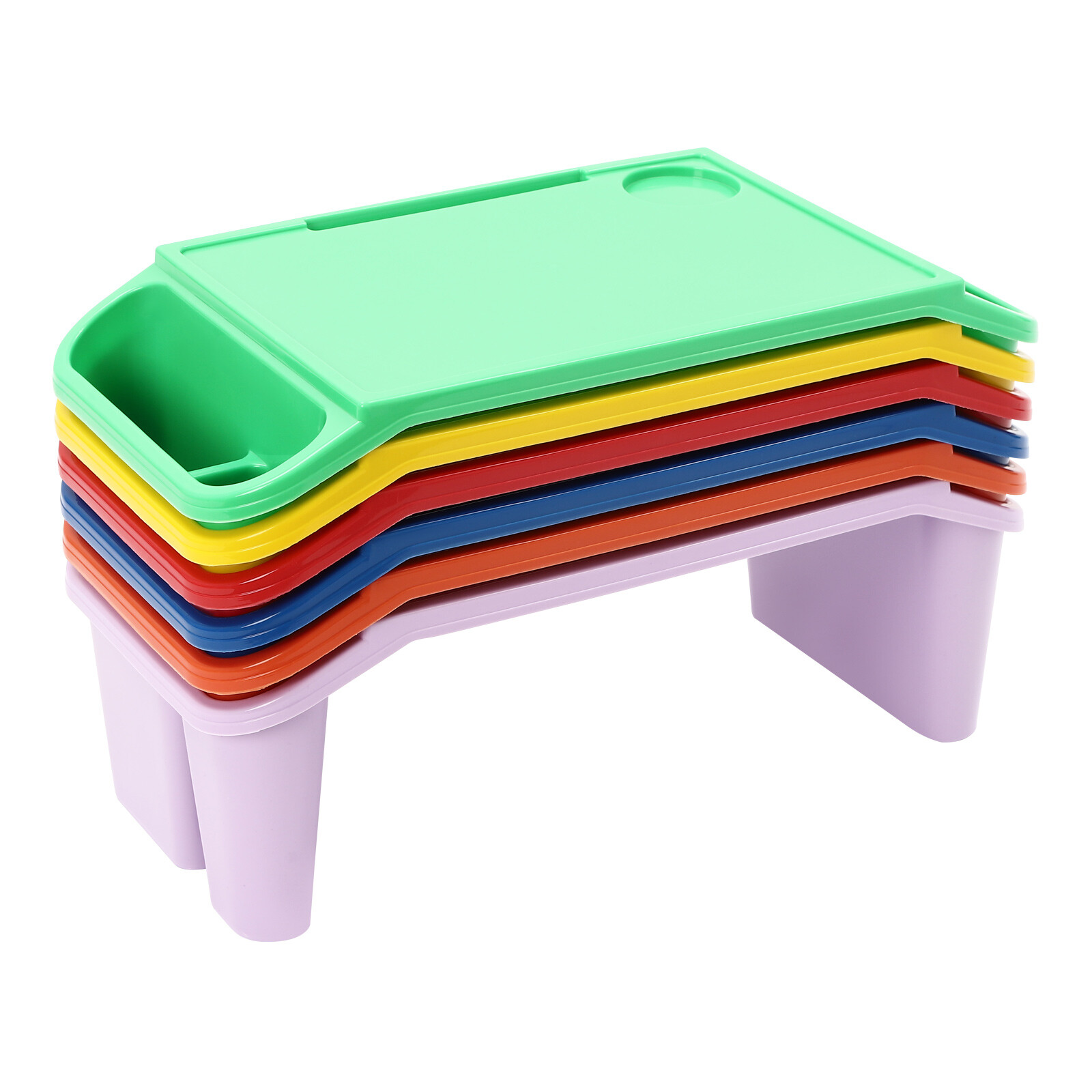 6 Pack Kids Lap Desk Tray Rectangular PP Writing Eating Game Classroom