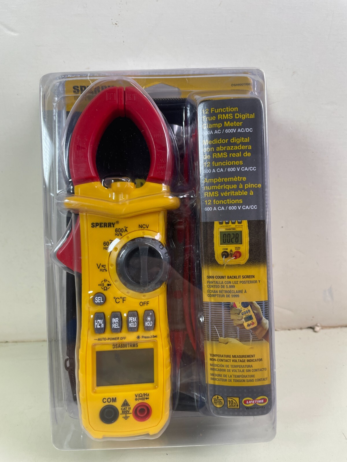 Sperry Digital Clamp Meter 12 Function True RMS 600A AC 600V AC/DC DSA600TRMS
