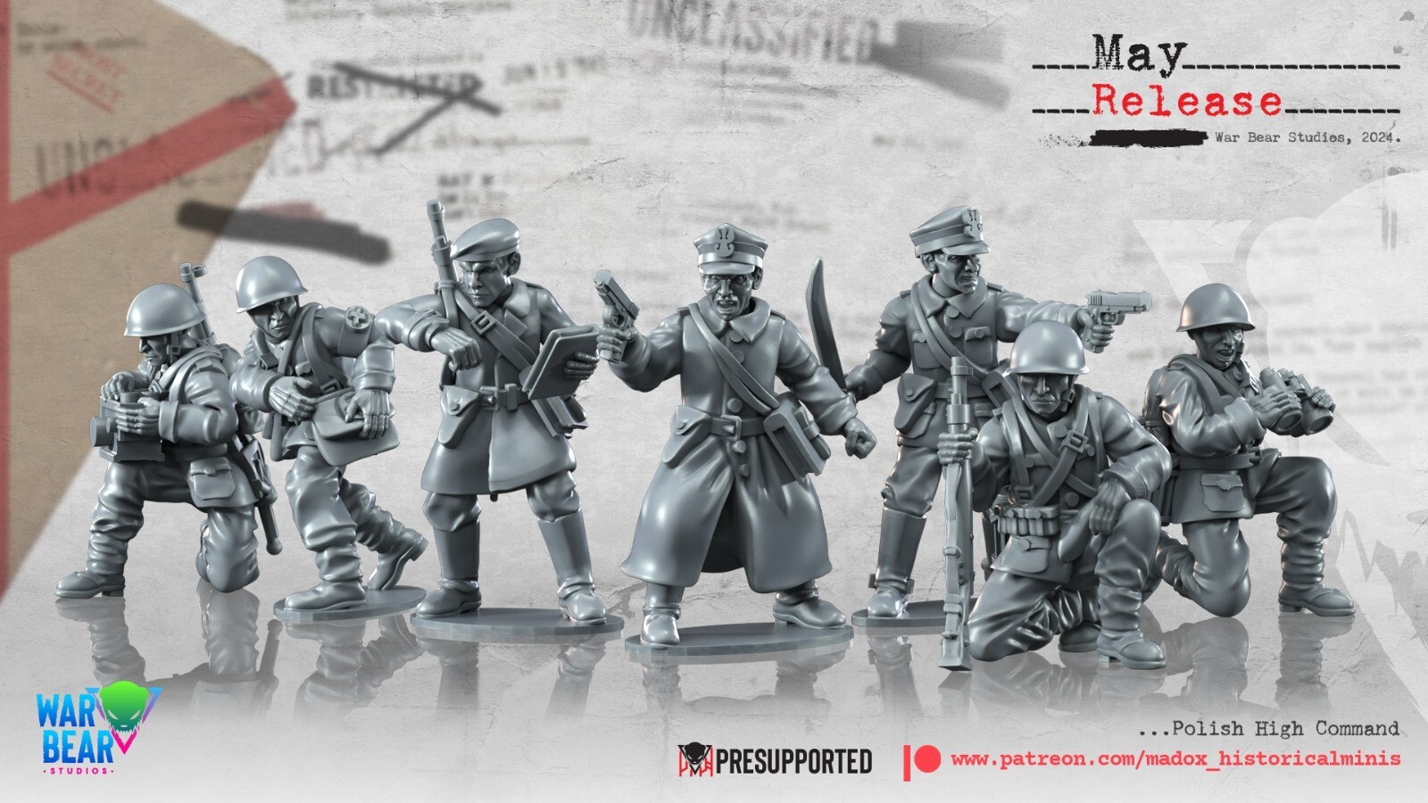 BattleCat Miniatures WW2 Polish Army HQ Command Bolt Action WWII 20mm 28mm 35mm