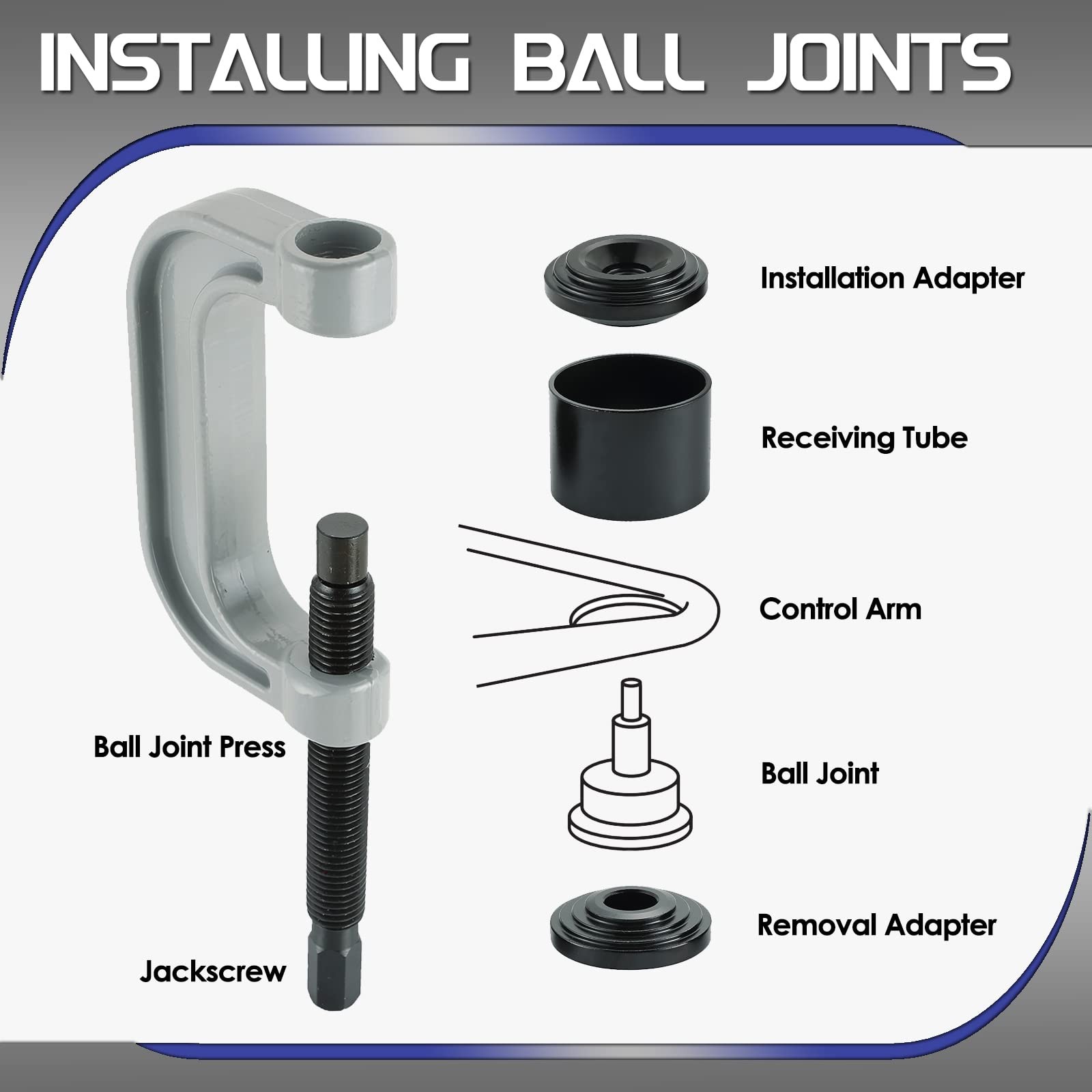 ATP Ball Joint Removal Installation Tool with 4 Wheel Drive Adapters