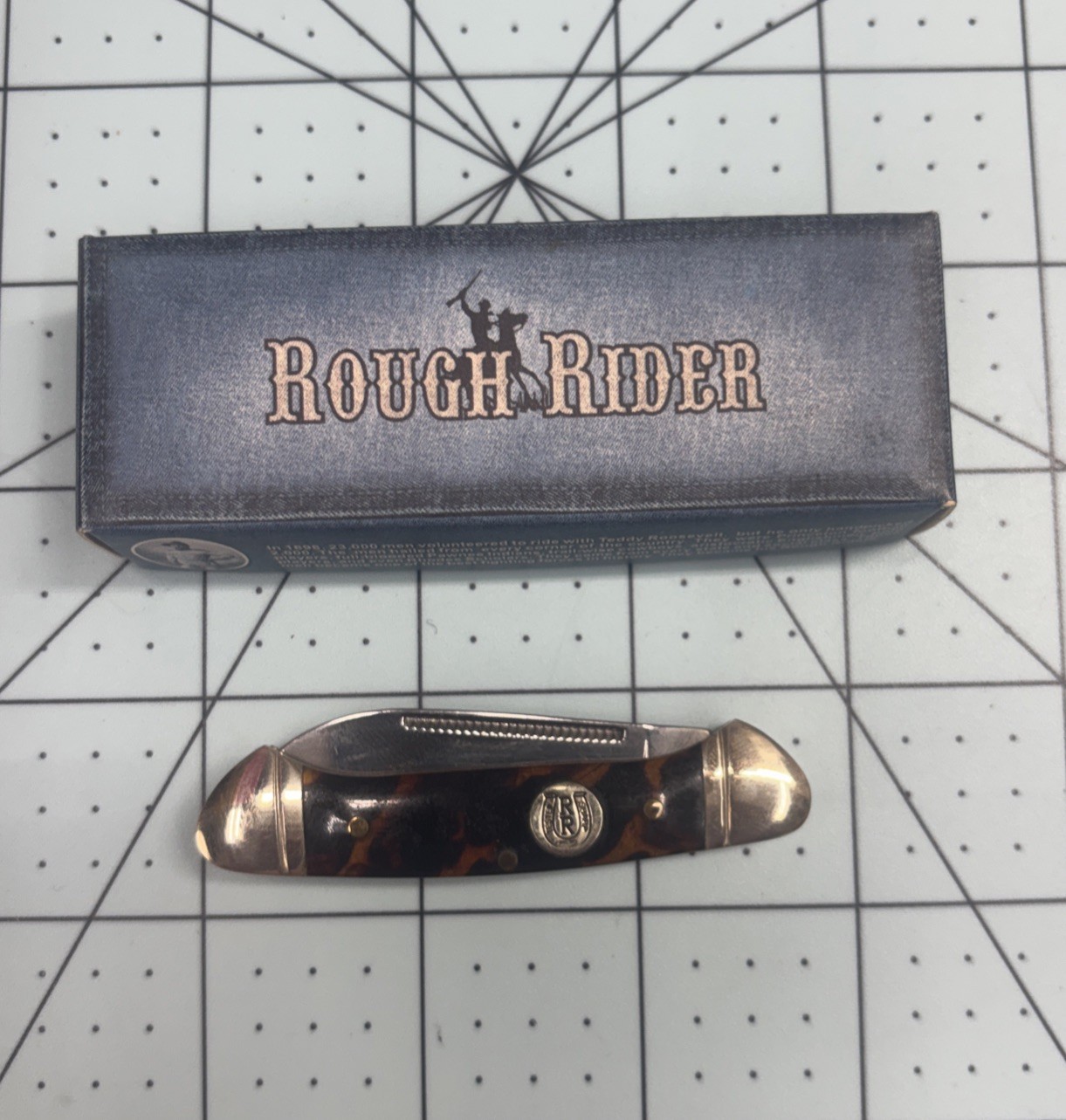 Rough Rider Mini Canoe Imit. Tortoise Handles Rr506 Pocket Knife NIB Free Ship