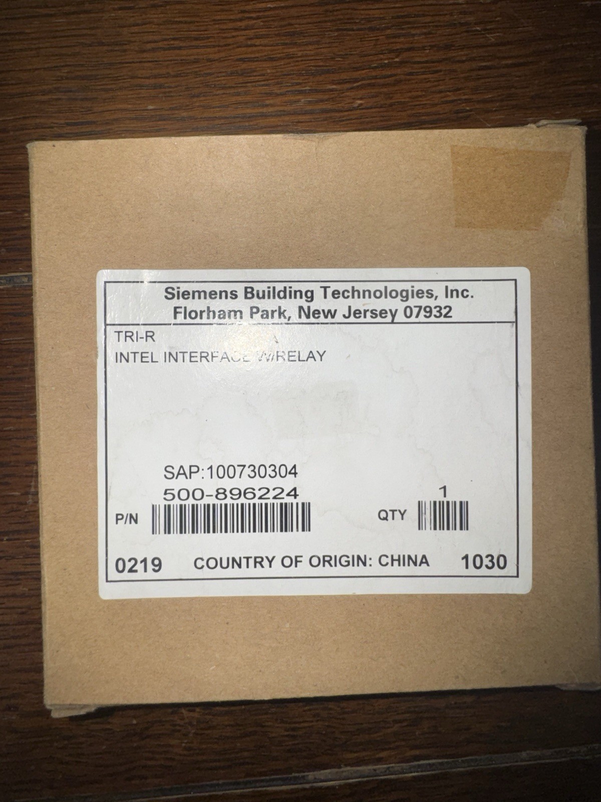 Siemens TRI-R Intel Interface W/Relay 500-896224 With Free Shipping