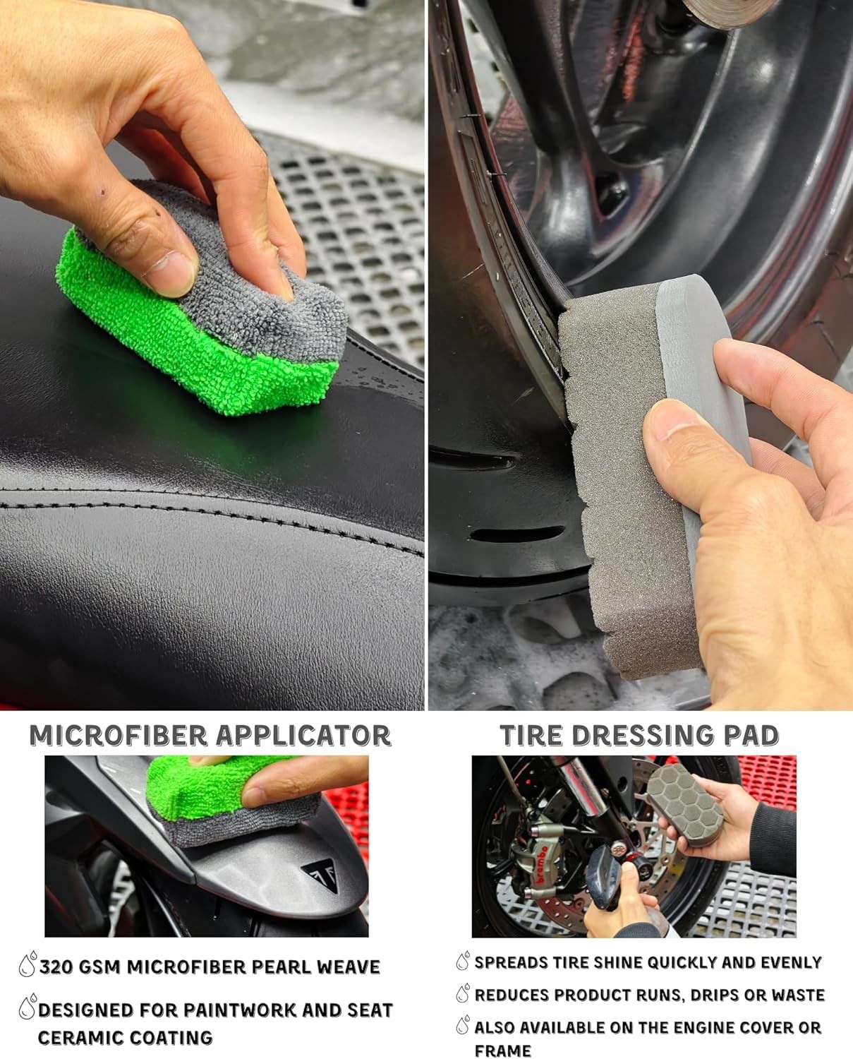 8 Pack Motorcycle Cleaning Kit - Professional Safe for Chrome/Engine/Tires,