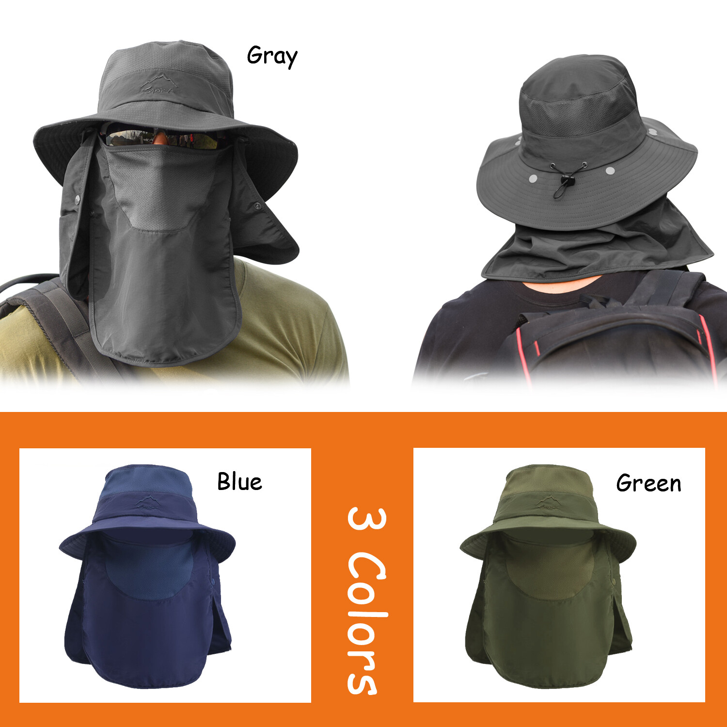 Summer UV Protection Sun Hat Baseball Cap With Neck Face Flap For Fishing Hiking