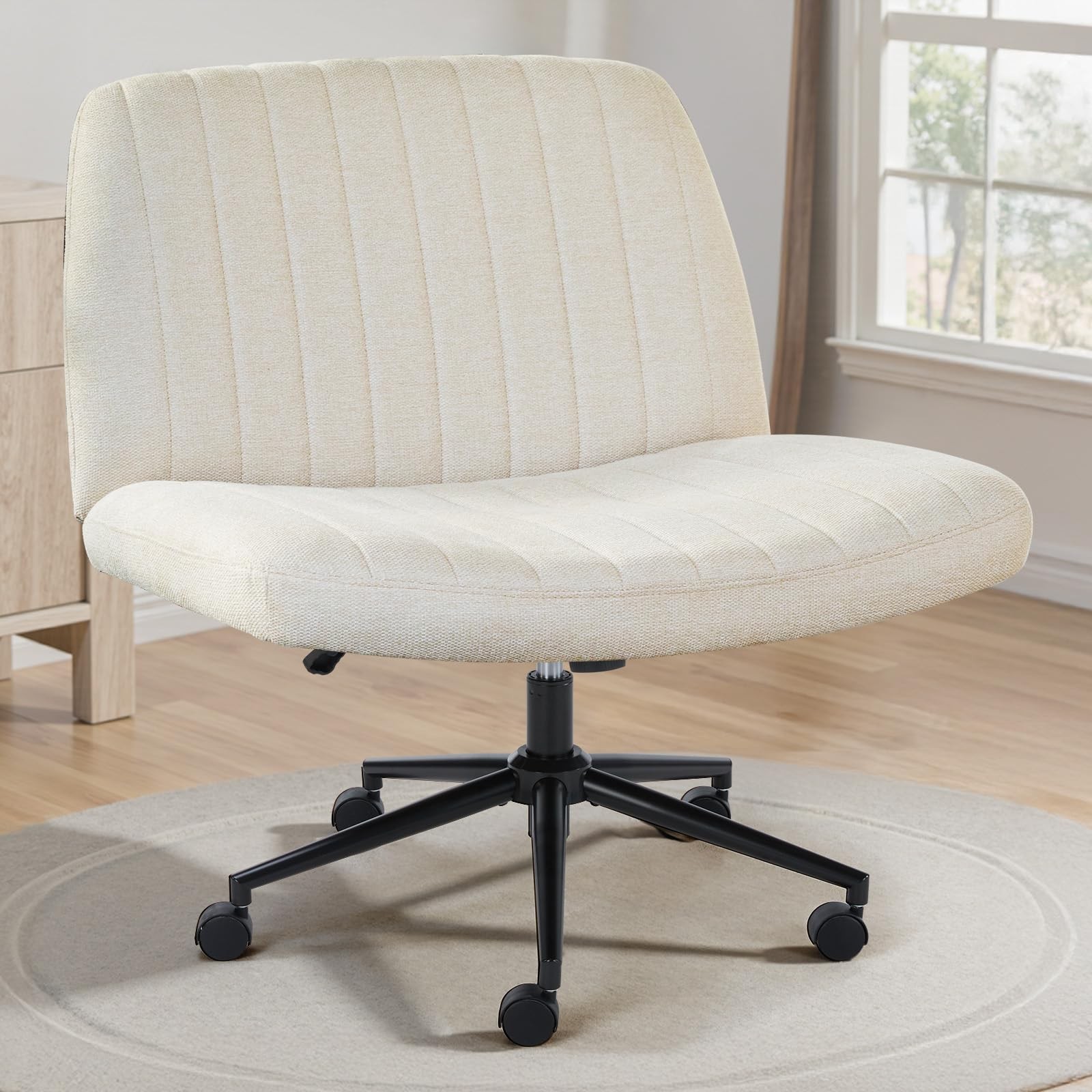 Criss Cross Chair with Wheels, Vanity Chair, Home Office Desk