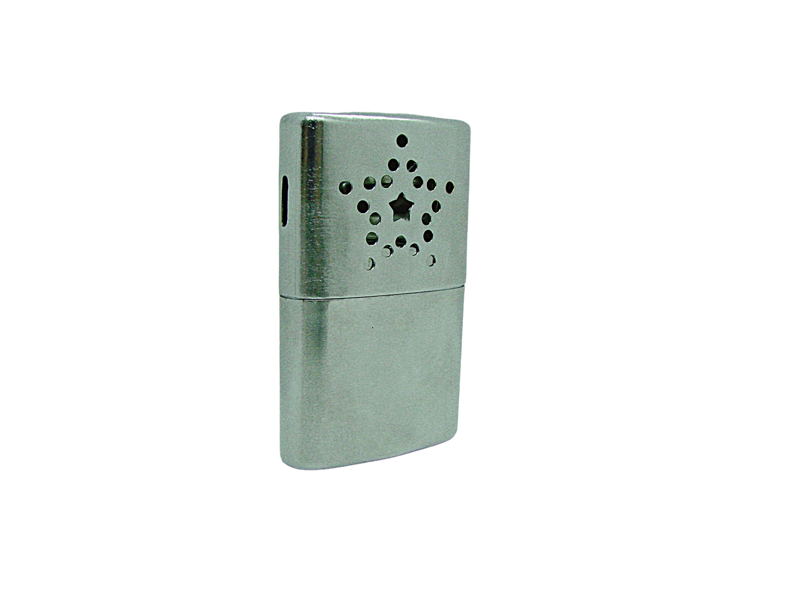 Platinum Hand Warmer Silver Tone Standard Star Design Pocket Size Reusable ~3x2"