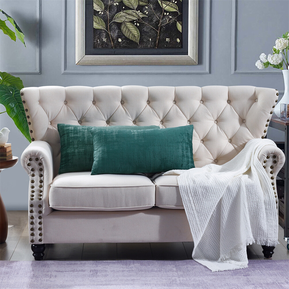 Pack of 2 Textured Velvet Soft Solid Decorative Square Throw Pillow Covers Set
