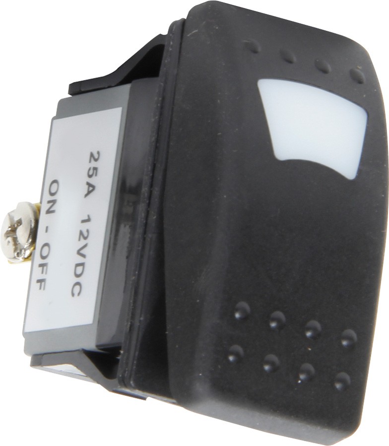QuickCar Rocker Switch - On / Off - 12V - Green Lighted - Plastic - Black - Each