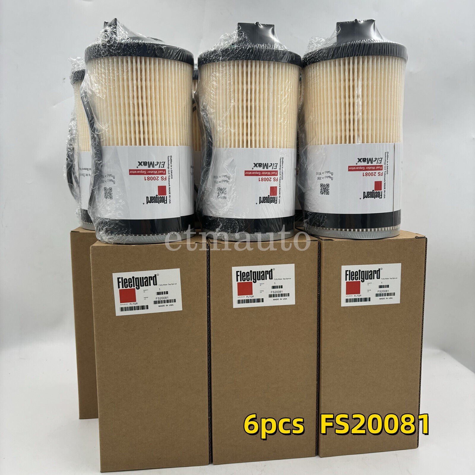 6PCS Fleetguard FS20081 A0000904851 Fuel Filter Water Separator Replace US OEM