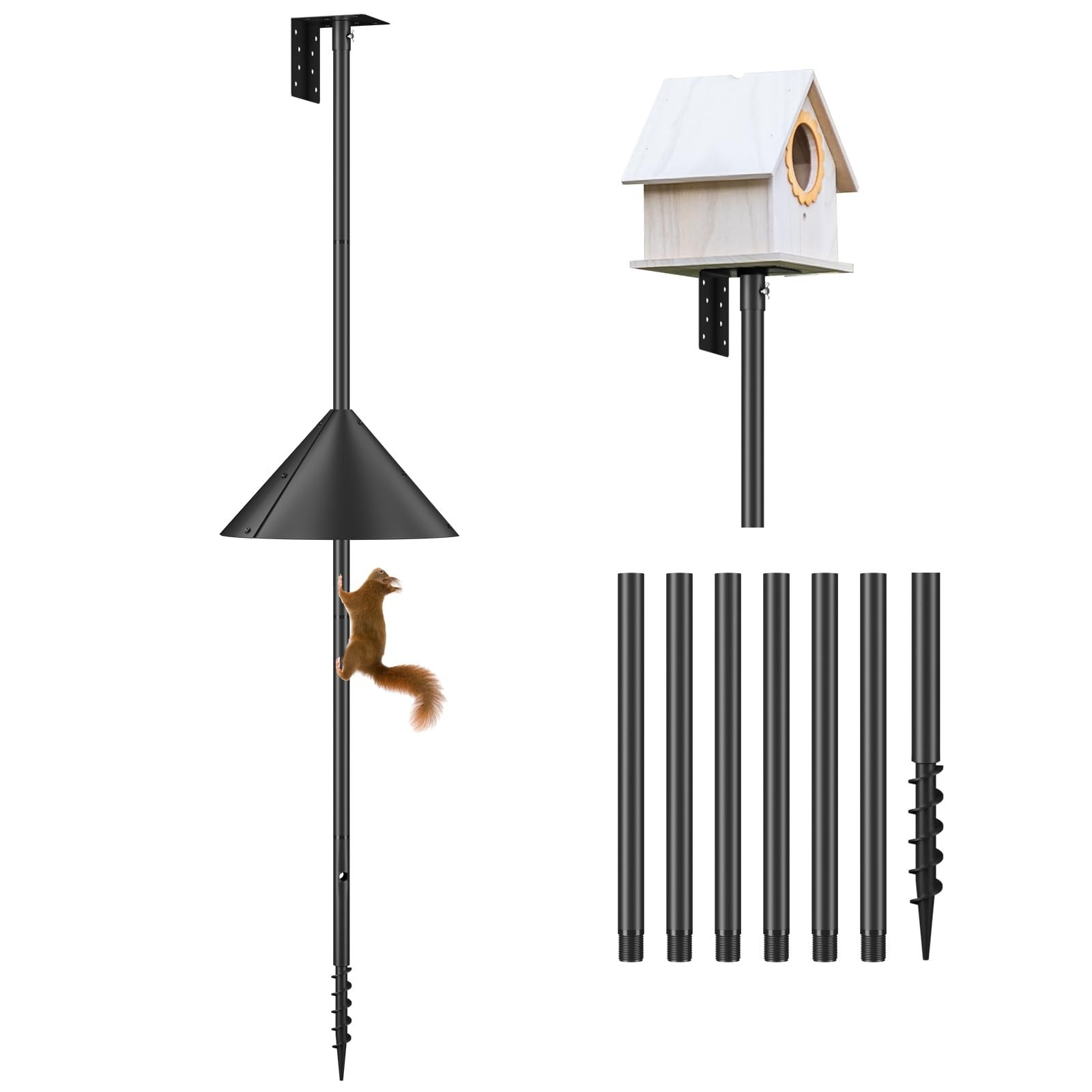 Flanagan 92 Inch Bird House Pole Mount Kit, Adjustable Heavy Duty Feeder Pole...