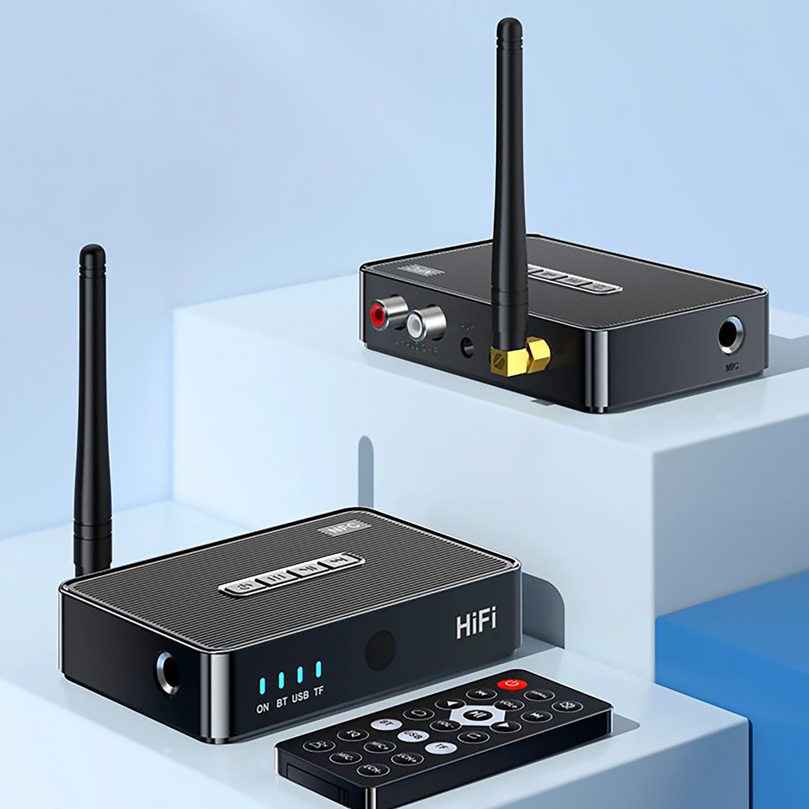 Bluetooth5.1 Digital Receiver Wireless NFC to RCA Stereo Audio Amplifier Adapter