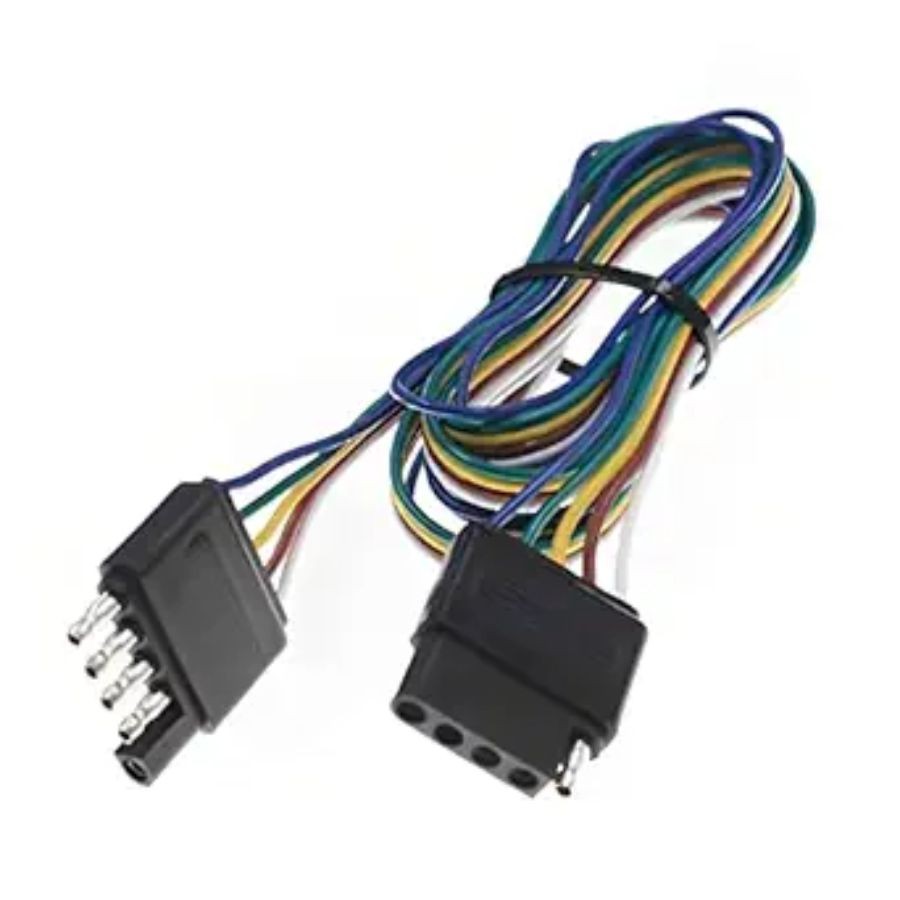 5 Way Flat Trailer Wire Extension 48 inch, 18 Gauge 5 Way Flat Plug Socket Doubl
