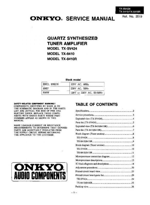 ONKYO TX-SX-424/ 8410/ 8410R SERVICE MANUAL ON A CD FREE SAME DAY SHIPPING
