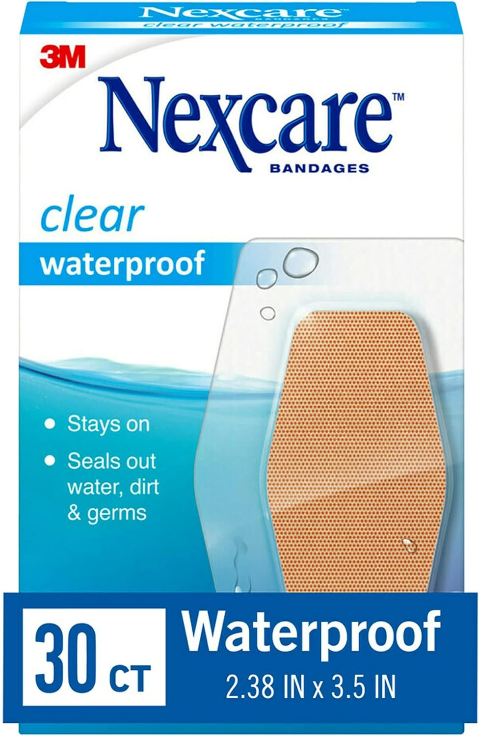 Waterproof Clear Bandages for Knee and Elbow, Stays on Skin in the Bath, Shower